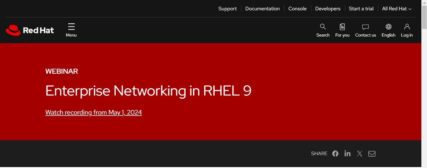 Red Hat Webinar: Enterprise Networking in RHEL 9